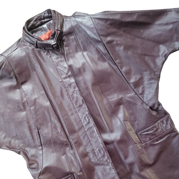 Vintage 80s Leather Coat Berman's Women's 14 Maroon Oxblood - Picture 11 of 11